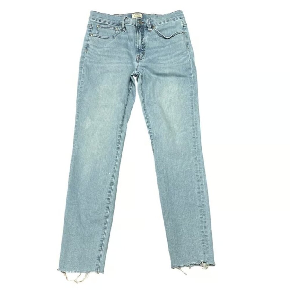 J.Crew Womens 9" High-Rise Toothpick Jeans Size 28 Light Wash Raw Hem Denim